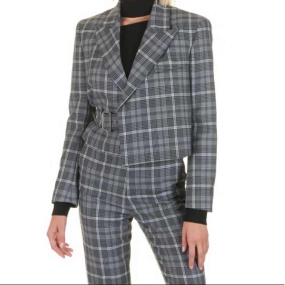 NWT MO&Co Short Checked Jacket w/ Tailored Collar - Picture 3 of 5